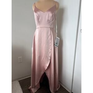 NWT Sorella Vita Blush Pink Satin Wrap Gown - Size 12